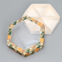 Коробка складная &laquo;Хвоя, хлопок, апельсины&raquo;, 23 х 23 х 4 см, Новый год