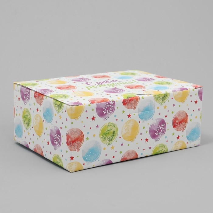 Коробка подарочная складная, упаковка, &laquo;С днём рождения &raquo;, 26 х 19 х 10 см