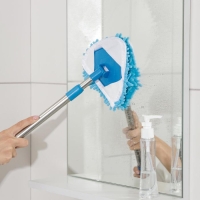 Щётка для окон Доляна, телескопическая ручка 54(86) см, поворотная головка, насадка из микрофибры 14&times;16 см, цвет синий