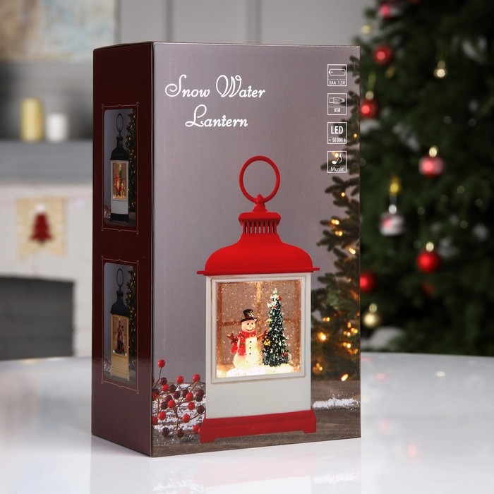 Светодиодная фигура &laquo;Фонарь с Дедом Морозом&raquo; 12 &times; 22.5 &times; 7.8 см, пластик, батарейки ААх3 (не в комплекте), USB, свечение тёплое белое