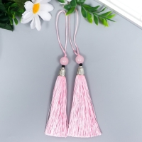 Декор для творчества текстиль "Кисть с бусинкой" нежно-розовый набор 2 шт 10х1 см Декор для творчества текстиль "Кисть с бусинкой" нежно-розовый набор 2 шт 10х1 см