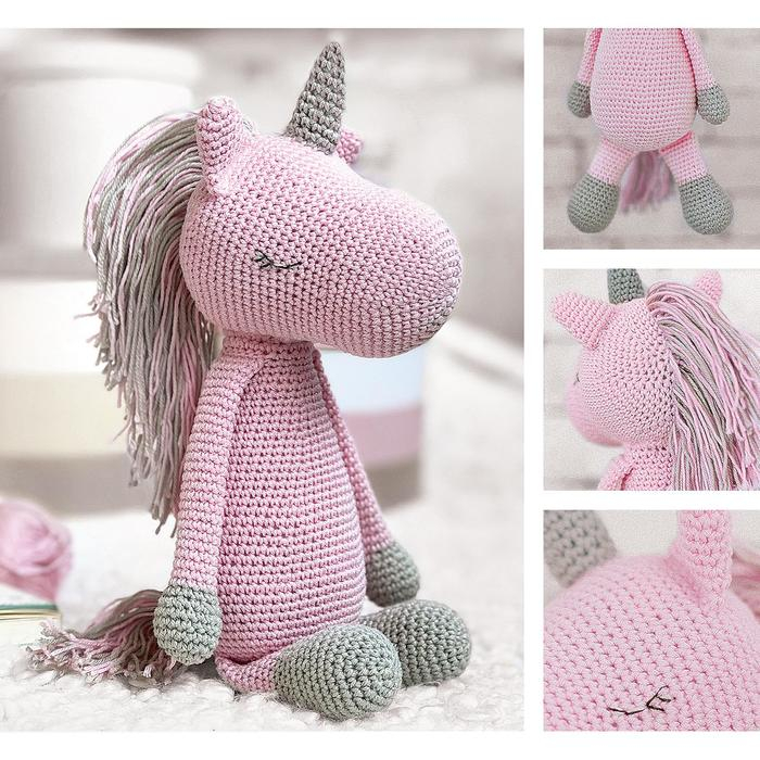 Набор для вязания. Амигуруми: мягкая игрушка своими руками &laquo;Единорожек Олби&raquo;, 30 см