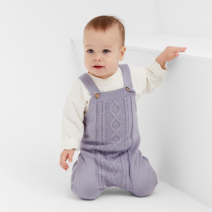 Комбинезон детский вязаный MINAKU, рост 56-62, цвет серо-голубой