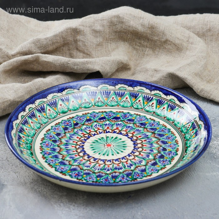 Ляган Риштанская Керамика Ляган Риштанская Керамика "Узоры", 25 см, синий