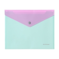 Папка-конверт на кнопке А5+, 180 мкм, ErichKrause "Matt Pastel Bloom", дополнительный карман. непрозрачная, микс