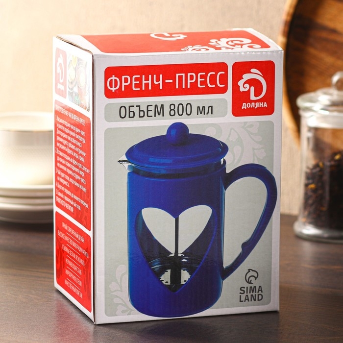 Чайник заварочный френч - пресс Доляна «Комплимент», 800 мл, стекло, цвет зелёный Чайник заварочный френч - пресс Доляна «Комплимент», 800 мл, стекло, цвет зелёный