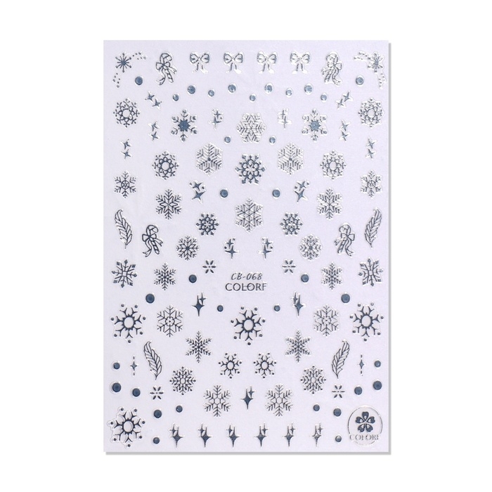 Новый год! Наклейки для ногтей &laquo;Снежинки&raquo;, фольгированные, цвет серебристый