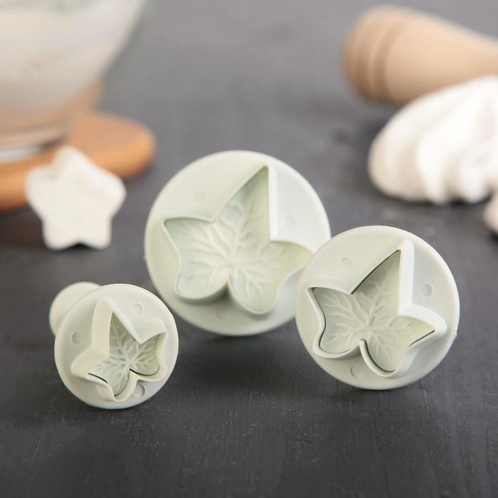 Набор плунжеров кондитерских Доляна &laquo;Листья&raquo;, 3 шт