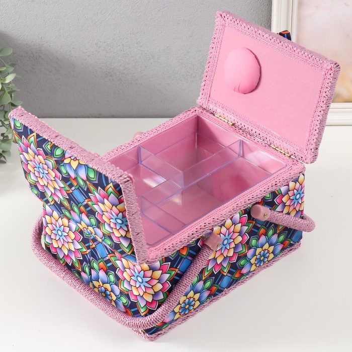 Шкатулка для рукоделия Шкатулка для рукоделия "Цветы калейдоскопа" 19х26х14,5 см