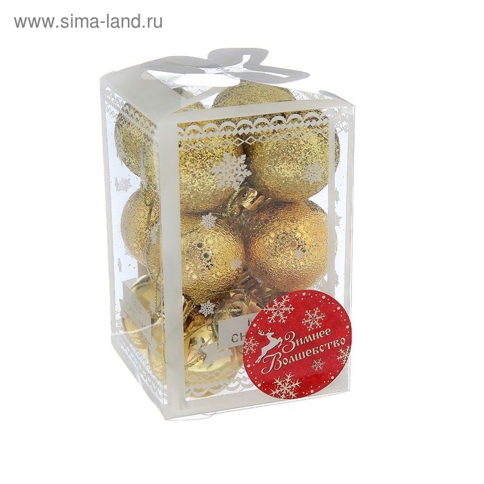 Набор шаров пластик d-4 см, 12 шт "Анданте" золото