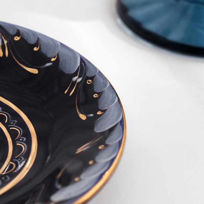 Блюдце "Каракум", d-13см, кобальтовая глазурь