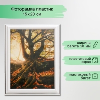 Фоторамка 15х20 281S  белая с серебром (пластиковый экран)