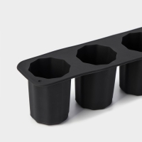 Форма для льда Доляна &laquo;Рюмки&raquo;, силикон, 20&times;5&times;5 см, 4 ячейки (3,8&times;5 см), цвет чёрный