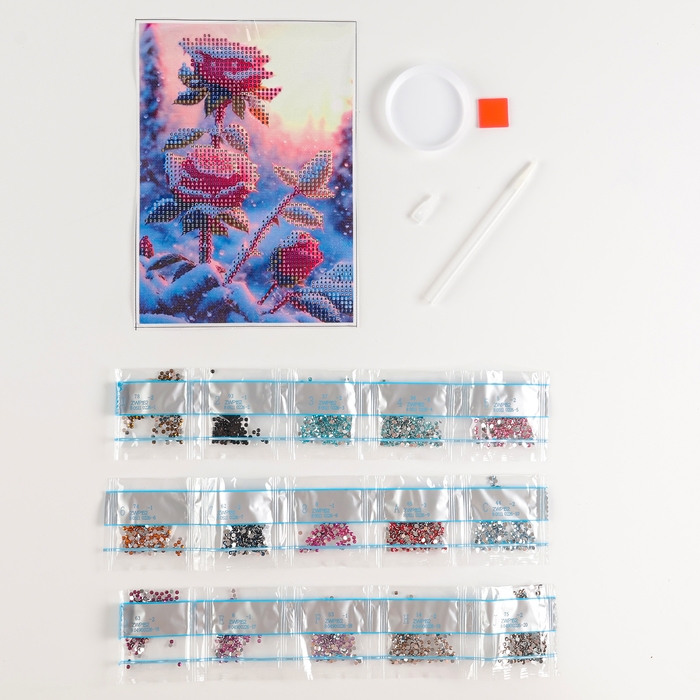 Алмазная мозаика на новый год с частичным заполнением на холсте &laquo;Розы&raquo;, 15 х 21 см, новогодний набор для творчества