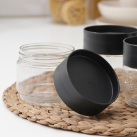 Комплект ёмкостей для сыпучих продуктов, 3 предмета, 500 мл, прозрачныый, крышка черная Комплект ёмкостей для сыпучих продуктов, 3 предмета, 500 мл, прозрачныый, крышка черная