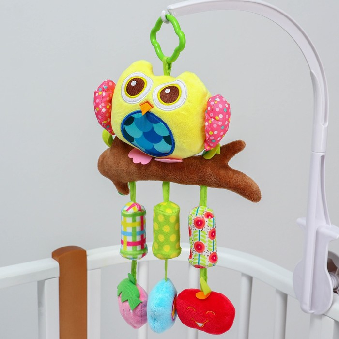 Подвеска - погремушка &laquo;Сова&raquo;, с пищалкой, на кроватку, коляску, цвет МИКС, Крошка Я