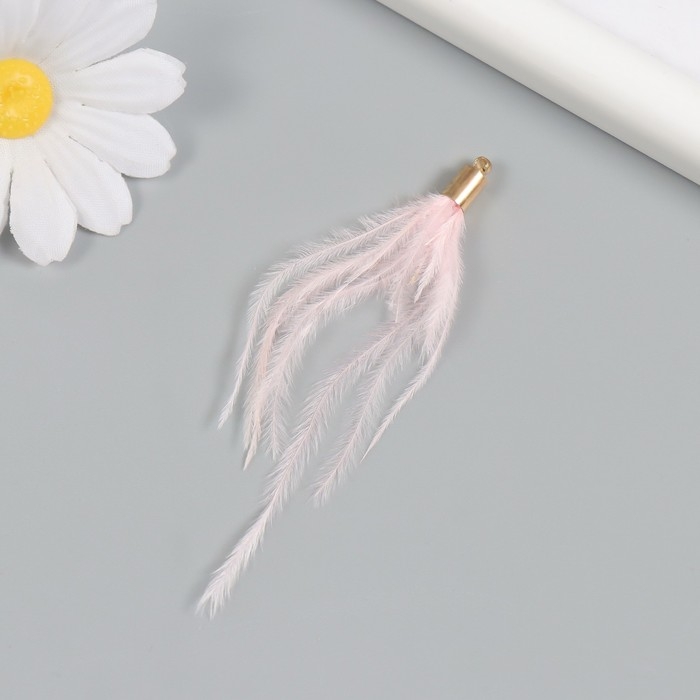 Декор для творчества перо "Кисть Страус" набор 2 шт  розовый 9х0,5 см