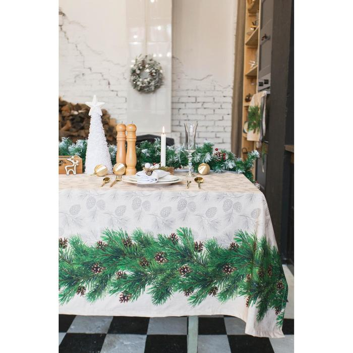Скатерть "Этель" Еловые ветви 180х148+/- 3см, 100% хлопок, саржа 190 гр/м2