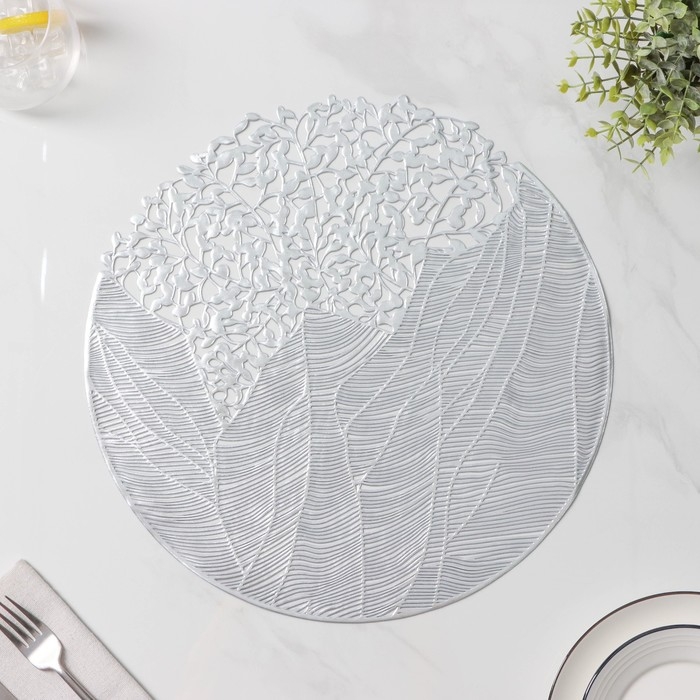 Салфетка сервировочная на стол Доляна «Фэйви», d=38 см, цвет серебро Салфетка сервировочная на стол Доляна «Фэйви», d=38 см, цвет серебро