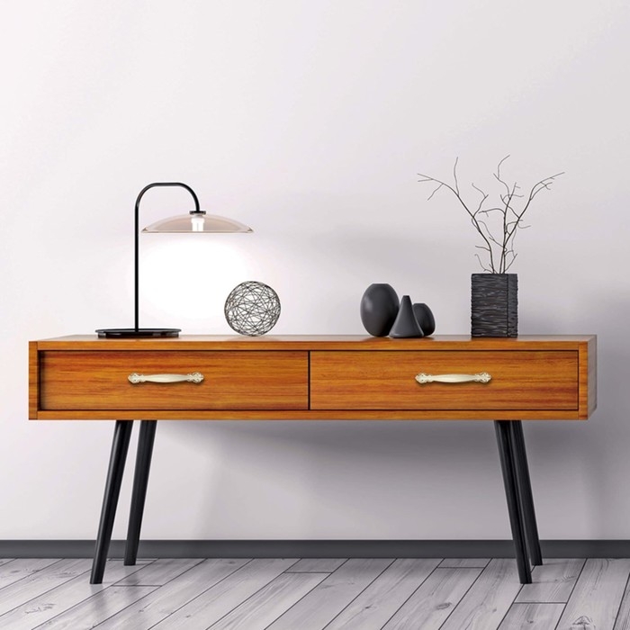 Ручка-скоба РС201, м/о 96 мм, белая, с золотой вставкой