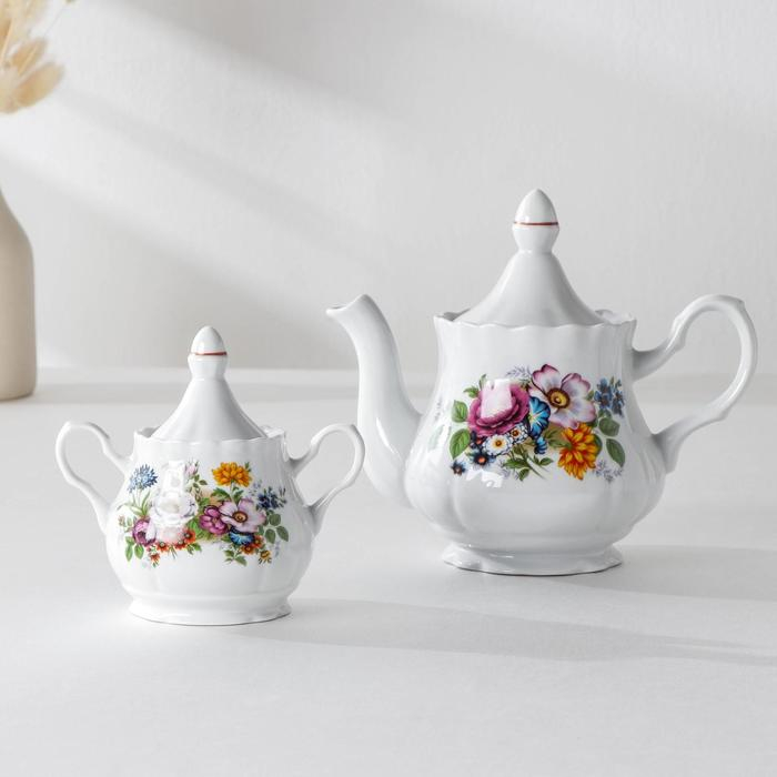 Набор столовой посуды «Букет цветов», 34 предмета Набор столовой посуды «Букет цветов», 34 предмета