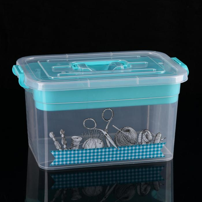 Контейнер для хранения с крышкой и вкладышем &laquo;Рукоделие&raquo;, 10 л, 35&times;23&times;19 см, цвет МИКС