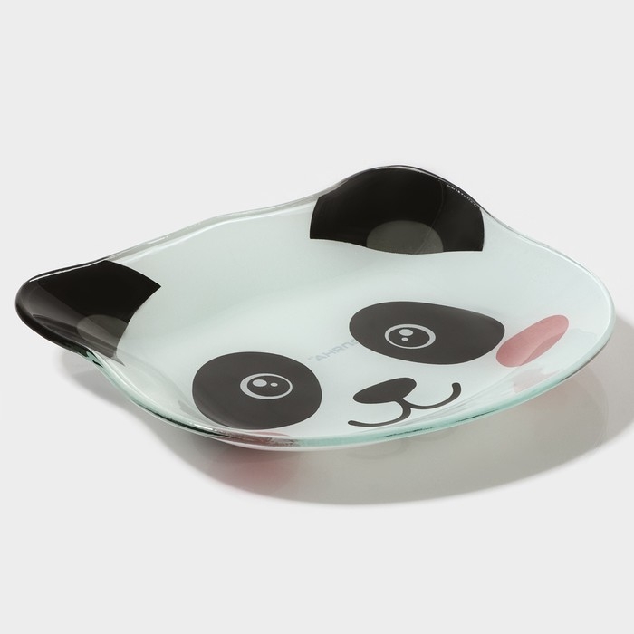 Тарелка стеклянная Доляна &laquo;Пандамэн&raquo;, 14,9&times;12,9 см, цвет белый