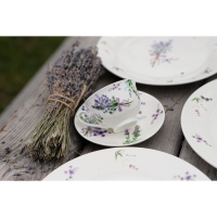 Кофейная пара фарфоровая Доляна &laquo;Лаванда&raquo;, 2 предмета: чашка 80 мл, блюдце d=11,4 см, цвет белый