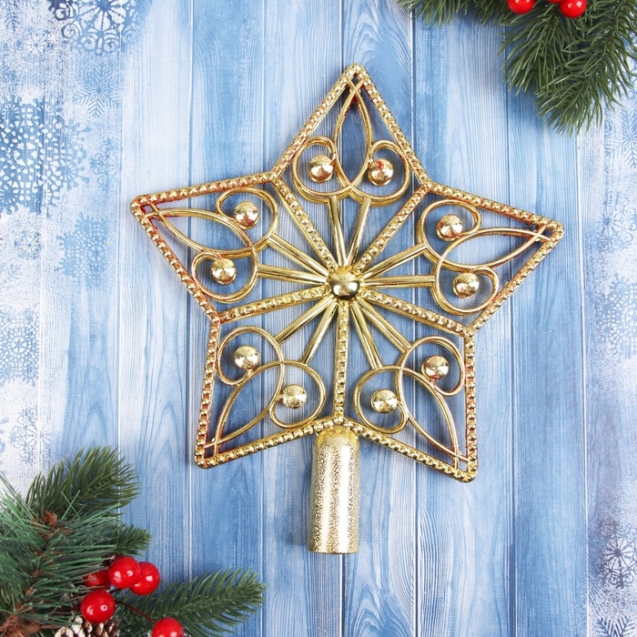 Наконечник "Звезда завитки" 23,5х21 см, золотисто-красный