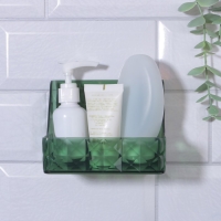 Органайзер для хранения &laquo;GREEN&raquo;, навесной, 1 секция, с клеевой основой, 11,8 &times; 7,8 &times; 9 см, цвет полупрозрачный/зелёный