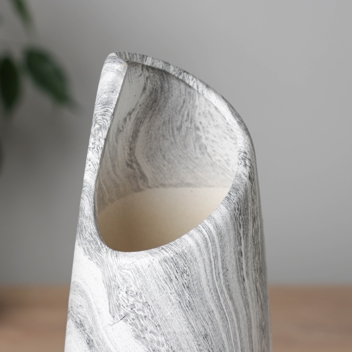 Ваза керамика настольная "Бригэм" классик галант, d-6см, h-29,5х9 см, бело-серый