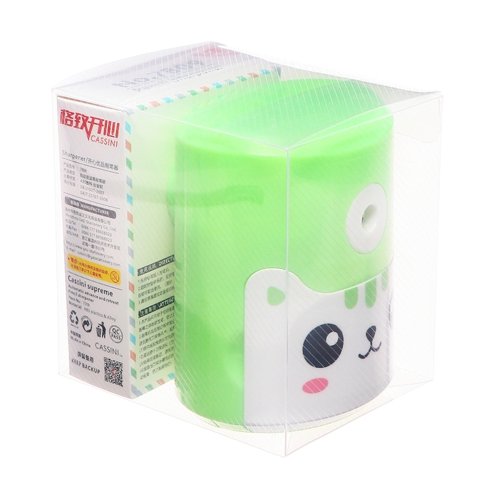 Точилка механическая с контейнером, Котик зеленый Точилка механическая с контейнером, Котик зеленый