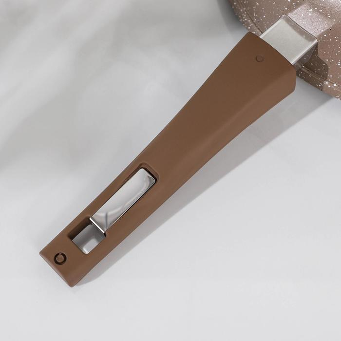 Сковорода &laquo;Гранит&raquo;, d=28 см, съёмная ручка, стеклянная крышка, антипригарное покрытие, цвет коричневый