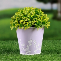 Кашпо "Ведерко Ландыши" лавандовое, 11,5х11,5х10,5см