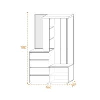 Прихожая Крона, 1260х350х1980, Графит Прихожая Крона, 1260х350х1980, Графит