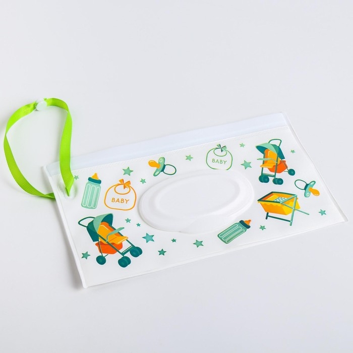 Контейнер для салфеток с петелькой «Коляски», цвет МИКС Контейнер для салфеток с петелькой «Коляски», цвет МИКС