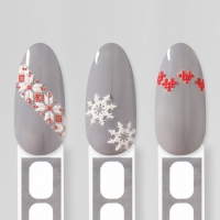 Новый год! Наклейки для ногтей «Зимние узоры», объёмные, цвет красный/белый Новый год! Наклейки для ногтей «Зимние узоры», объёмные, цвет красный/белый