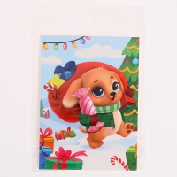 Аппликация стразами на новый год для детей «Щенок с подарками», А6, новогодний набор для творчества Аппликация стразами на новый год для детей «Щенок с подарками», А6, новогодний набор для творчества