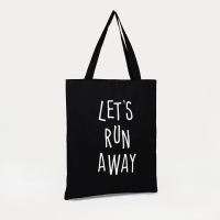 Сумка-шопер &laquo;Давай убежим далеко&raquo;, 40х35х0.5 см, без молнии, без подкладки, цвет чёрный