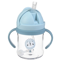Поильник - непроливайка детский с силиконовой трубочкой, 250 мл., с ручками, цвет голубой Поильник - непроливайка детский с силиконовой трубочкой, 250 мл., с ручками, цвет голубой