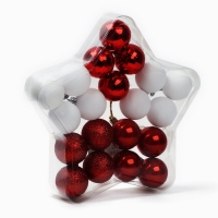 Ёлочные шары новогодние, на Новый год, d=5 см, 20 шт., цвет белые и красные Ёлочные шары новогодние, на Новый год, d=5 см, 20 шт., цвет белые и красные