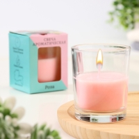 Свеча ароматическая в стекле 5х6см, роза Свеча ароматическая в стекле 5х6см, роза