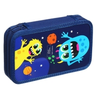 Пенал 2 секции, 125 х 205 мм, с наполнением 23 предмета, Calligrata "Монстрики" ламинированный картон, универсальный Пенал 2 секции, 125 х 205 мм, с наполнением 23 предмета, Calligrata "Монстрики" ламинированный картон, универсальный