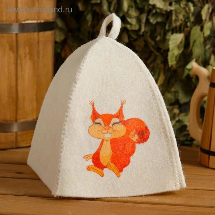 Шапка для бани детская Шапка для бани детская "Белочка" с принтом, белая