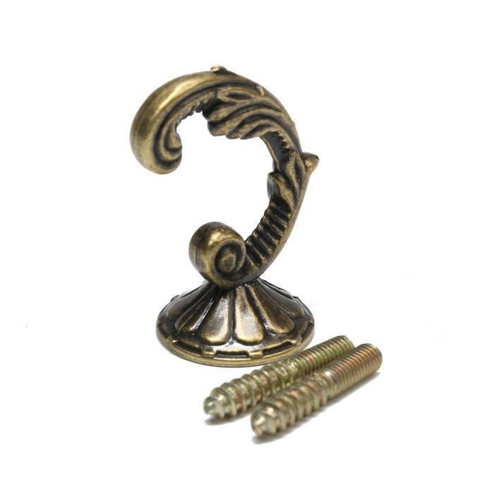 Крючок для штор "ТУНДРА" KS002, однорожковый, цвет бронза