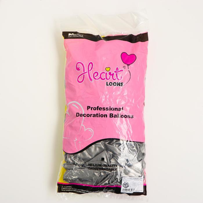 Шар латексный сердце 12", перламутровый, набор 100 шт., цвет серебро