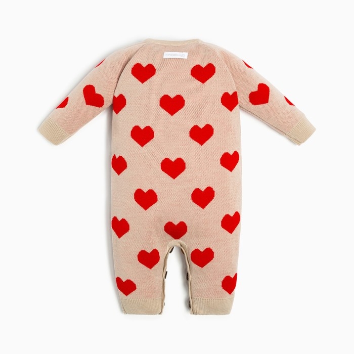 Комбинезон вязаный Крошка Я &laquo;Сердечки&raquo;, рост 68-74 см