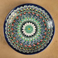 Ляган Риштанская Керамика "Узоры", 25 см, синий микс Ляган Риштанская Керамика "Узоры", 25 см, синий микс