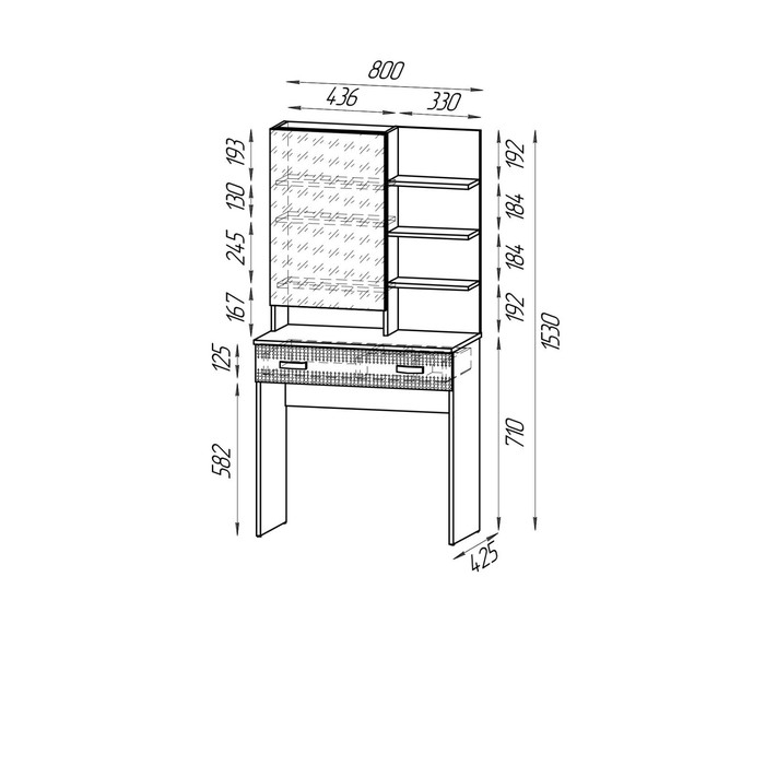 Стол туалетный РУМБА, 800х425х1530, Дуб Сонома/Венге Стол туалетный РУМБА, 800х425х1530, Дуб Сонома/Венге