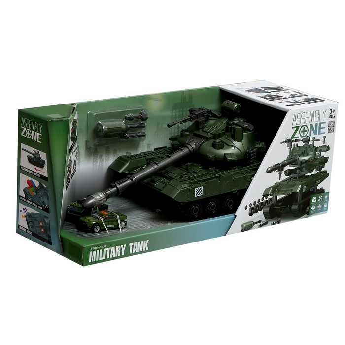 Конструктор винтовой &laquo;Боевой танк&raquo;, свет, звук, инерция, 57 деталей